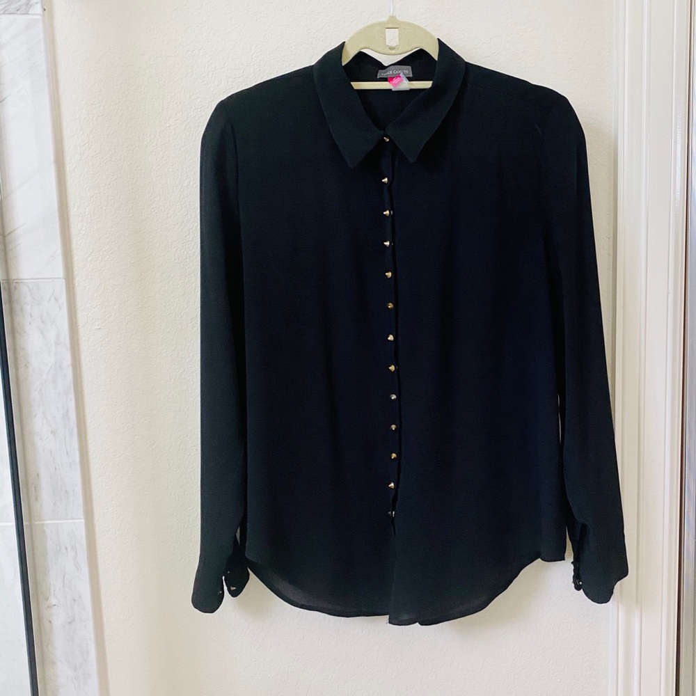Vince Camuto Semi-Sheer Lined Top w Gold Hardware